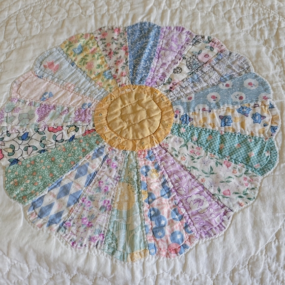 Antique Dresden Plate 1920s Patchwork Quilt 84 x 84 SHIPS TODAY - Picture 13 of 14